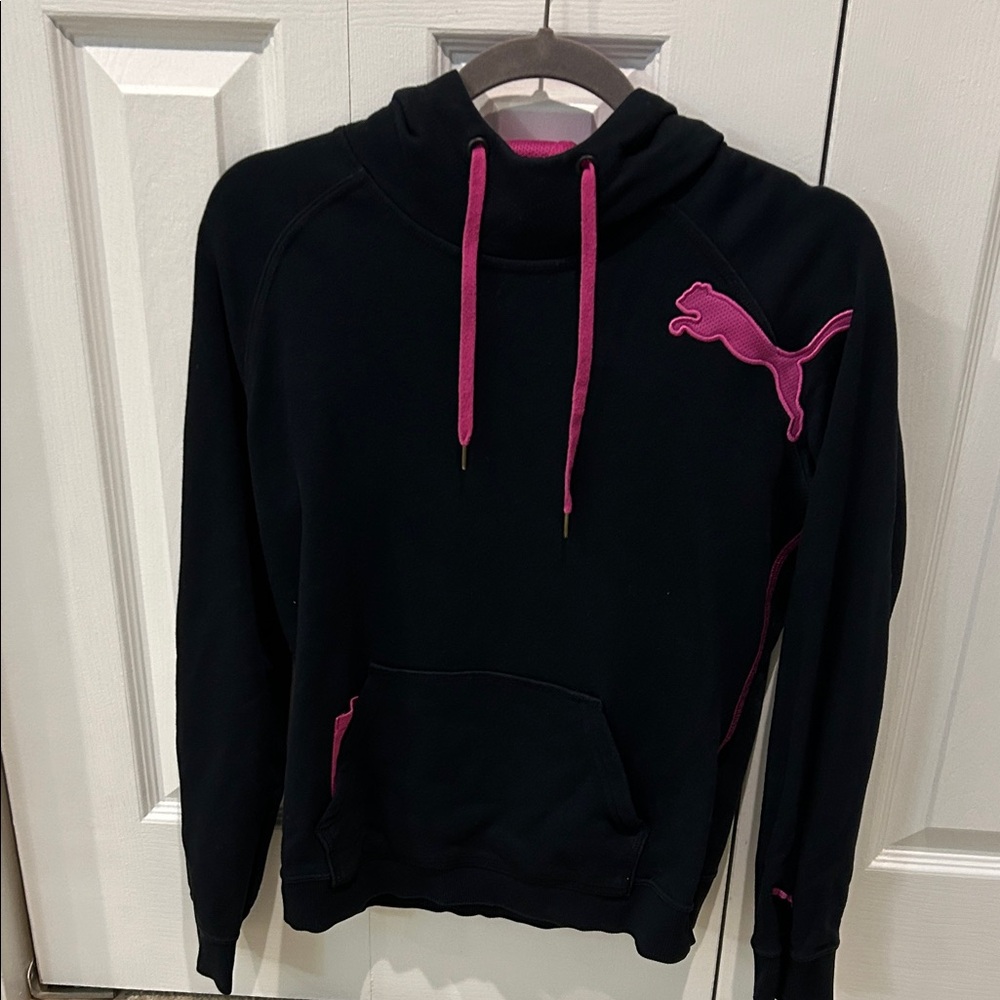 Puma Women's Hoodie in Black with Pink Accents